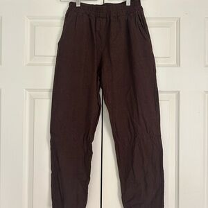 Women’s pull on linen pants, brown